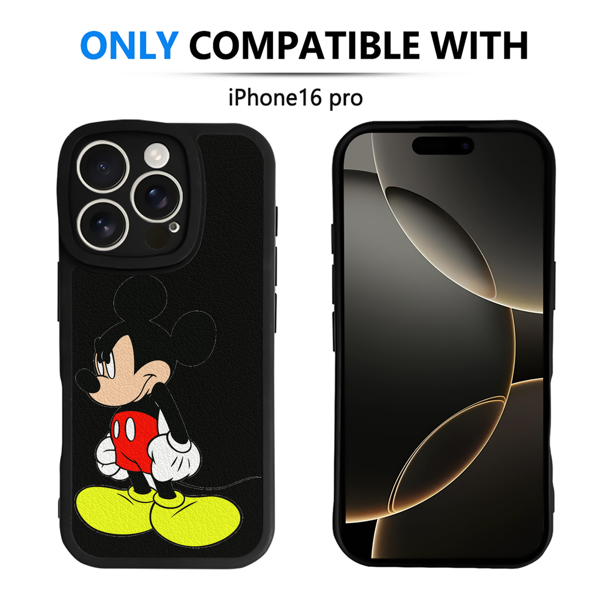 （画像用） ミッキーマウス Mickey Mouse 【iPhone 16シリーズ対応】シリコンスマホケース（レザー調） 材質：シリコン